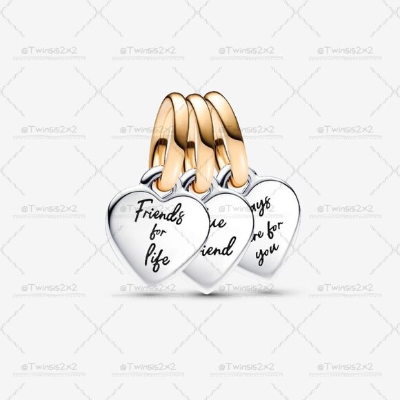 Pandora Two-tone Splittable Friendship Triple Dangle Charm|Two-tone - Picture 1 of 2